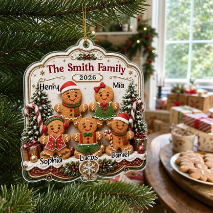 Our Sweet Family Personalized Acrylic Christmas Ornament - Custom Gingerbread Keepsake