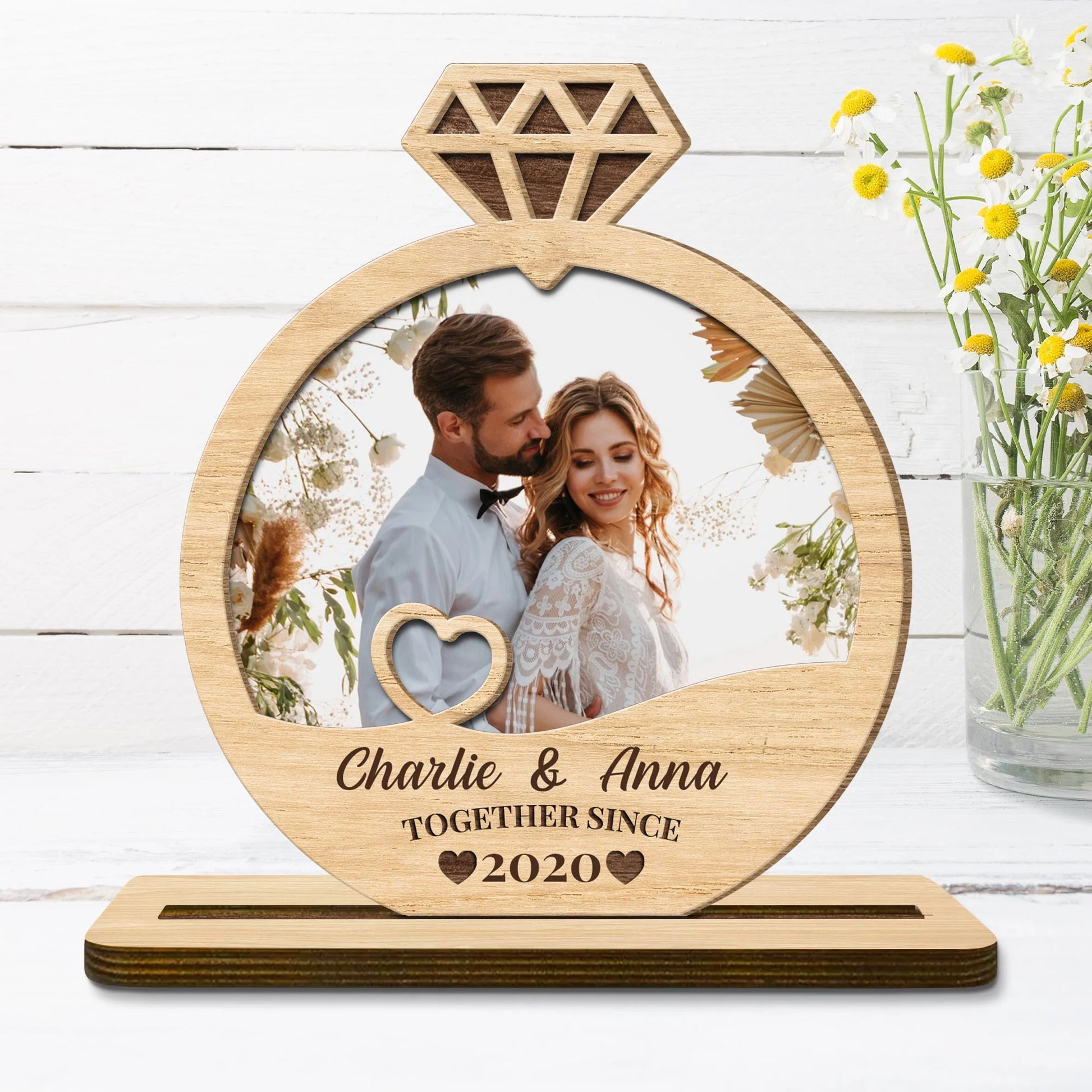 Custom Anniversary Wood Plaque for Couples with personalized design details for meaningful gifting image 6