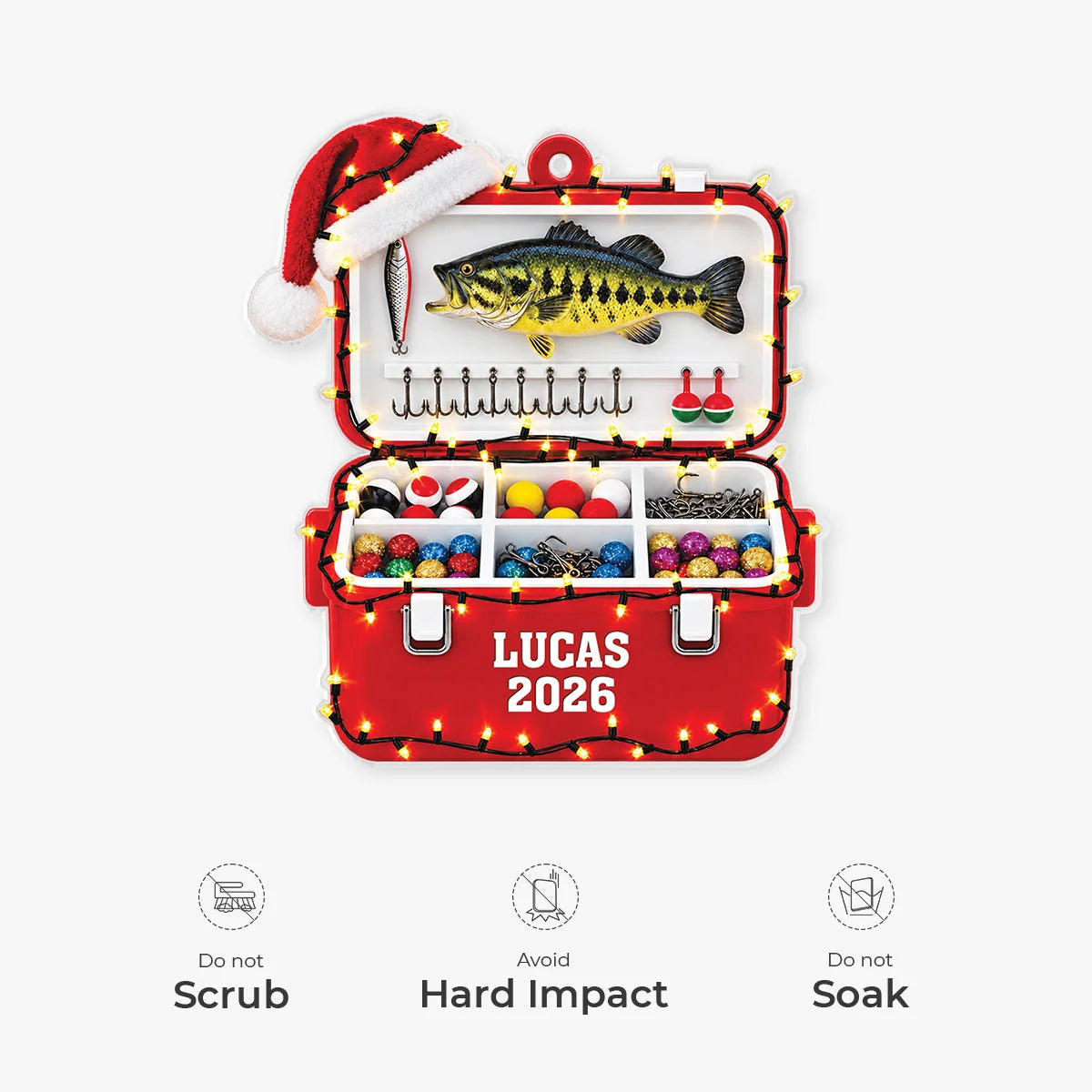 Fishing Tackle Box Personalized Acrylic Ornament - Christmas Keepsake for Dad