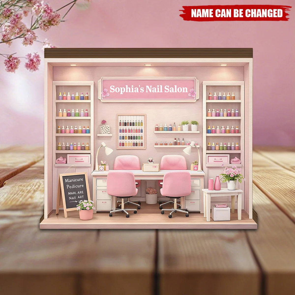 Custom Nail Salon Wooden Plaque personalization view for Wife