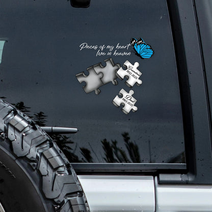 A Piece Of My Heart Lives In Heaven - Personalized Car Window Memorial Decal