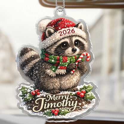 Personalized Raccoon Car Ornament - Custom Acrylic Hanging Charm for Pet Lovers