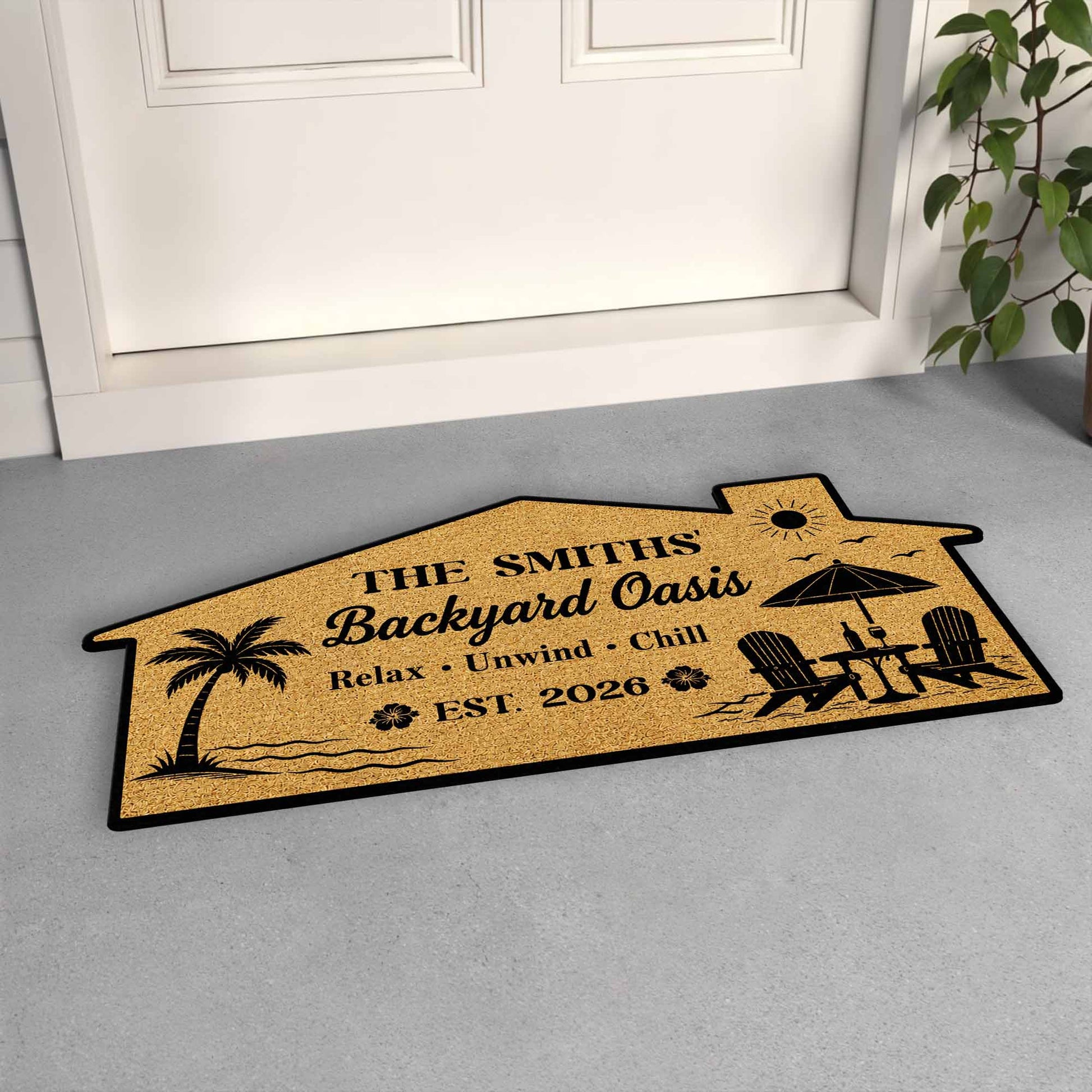 Custom Shaped Welcome Mat personalization view for Couples