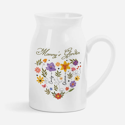 Mommy's Garden Personalized Mom Flower Vase - Custom Grandma Floral Pitcher Gift