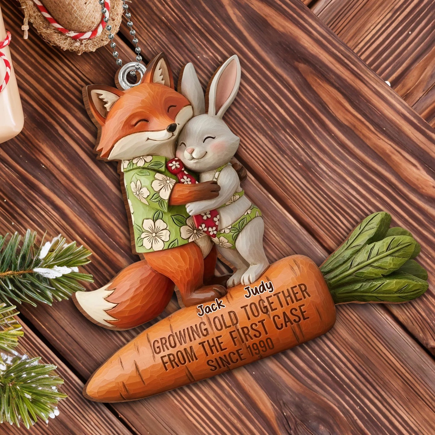 Personalized Couple Car Hanging Ornament personalization view for Couples