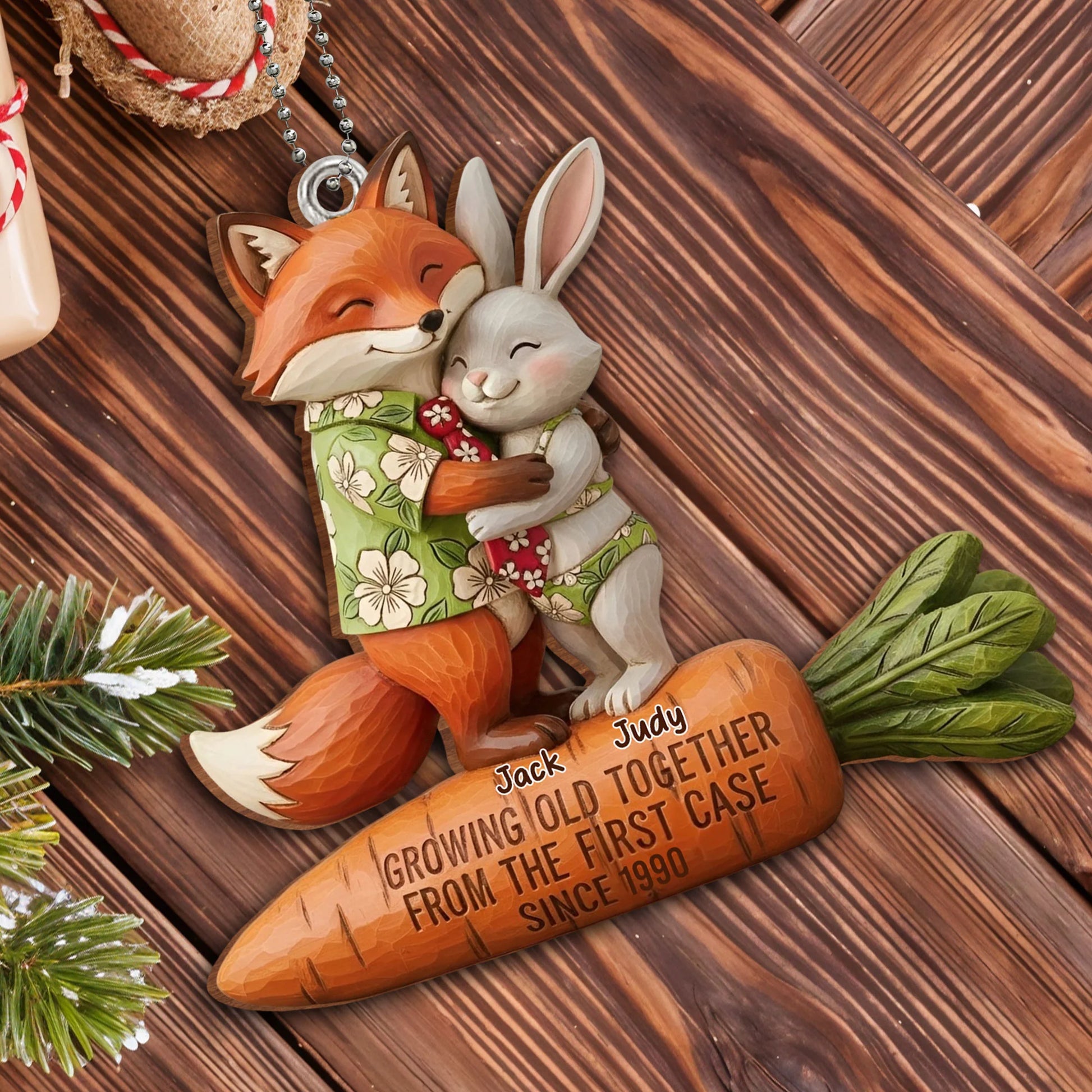 Personalized Couple Car Hanging Ornament personalization view for Couples