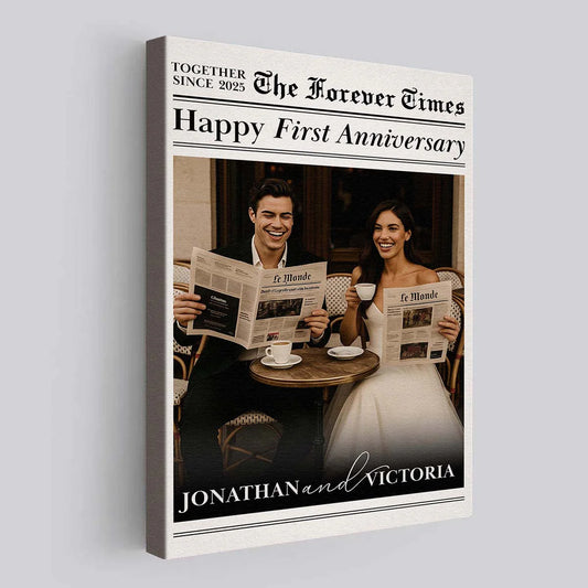 Canvas / Poster material and size view - Custom Newspaper Anniversary Canvas
