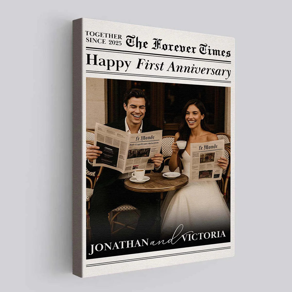 Canvas / Poster material and size view - Custom Newspaper Anniversary Canvas
