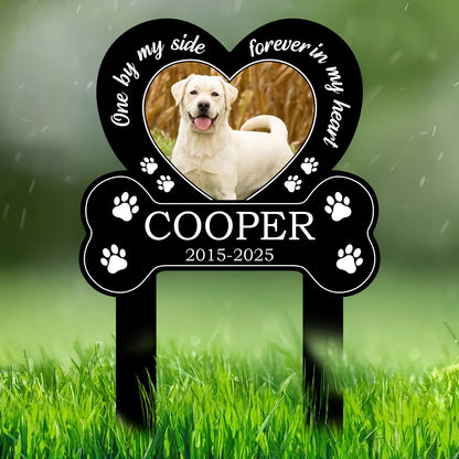 You Left Paw Prints On My Heart - Personalized Dog Photo Memorial Garden Stake for Yard