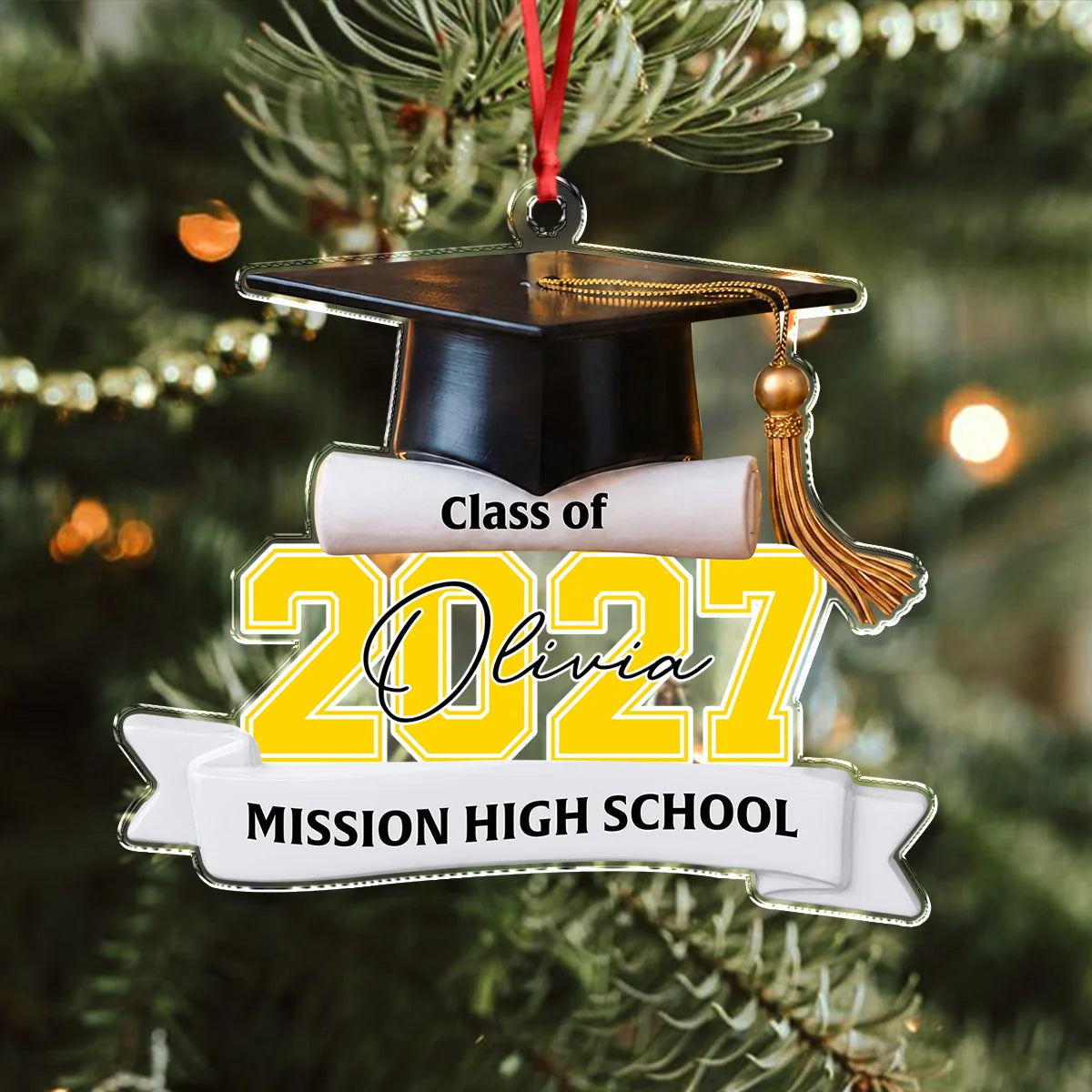Class of 2026 2027 Personalized Acrylic Ornament - Custom Graduation Keepsake Gift for Senior