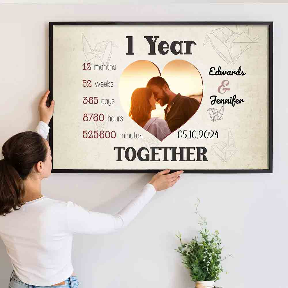 Custom 1 Year Together Photo Canvas personalization view for Couples