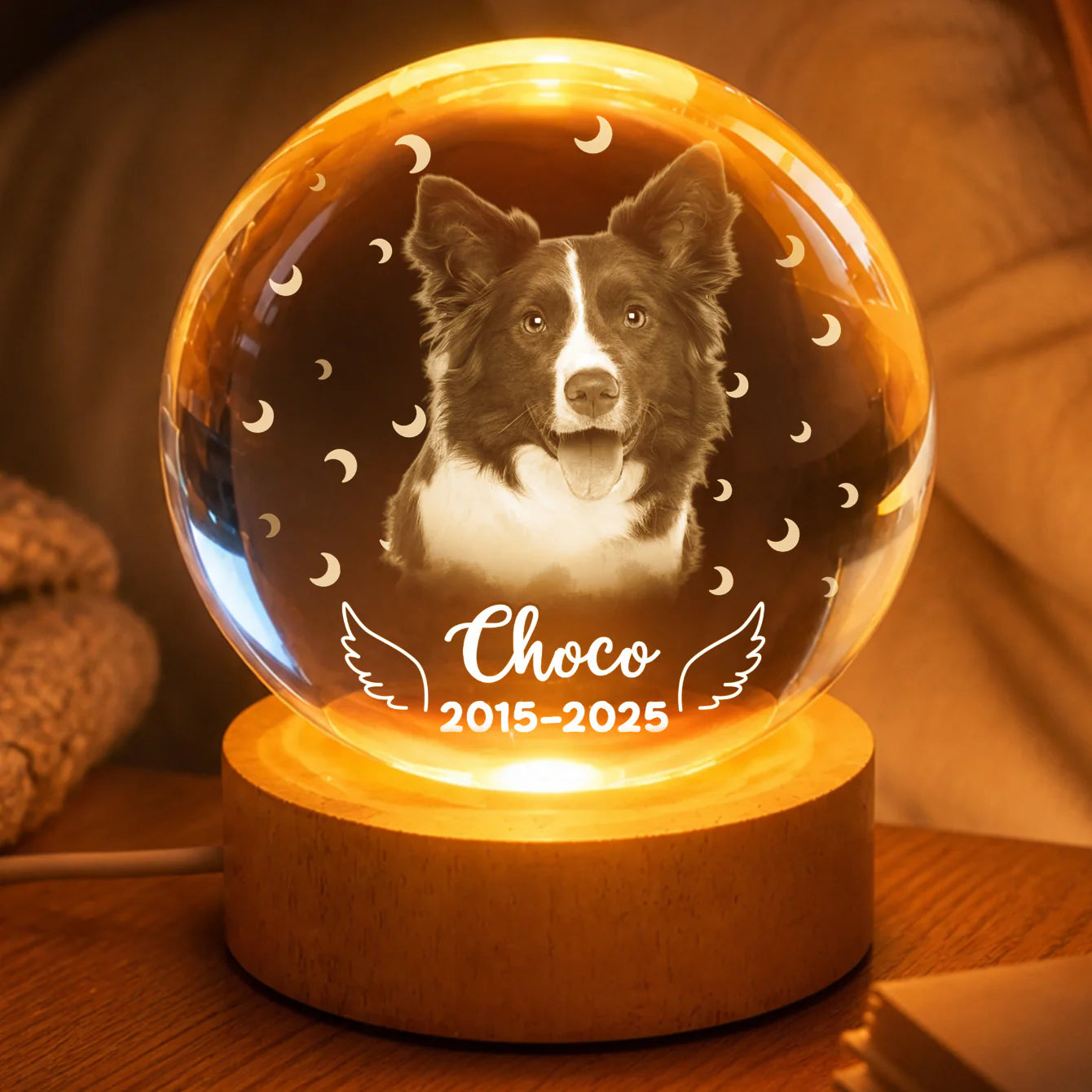 Night Light material and size view - Personalized Dog Memorial Gift