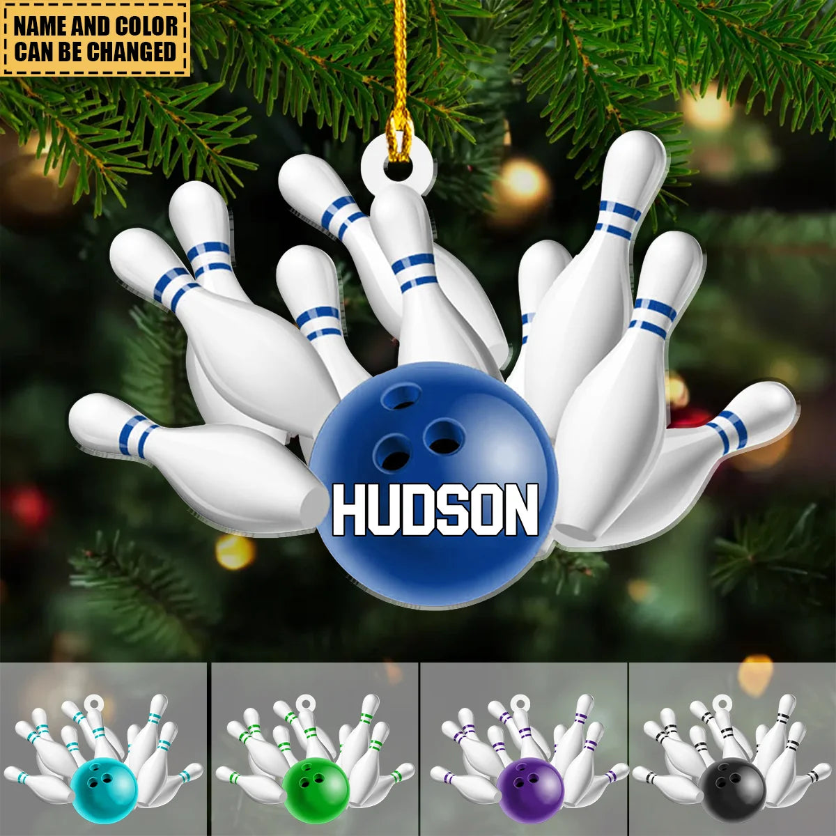 Strike Custom Name Acrylic Ornament - Personalized Christmas Tree Decor for Bowling Lovers