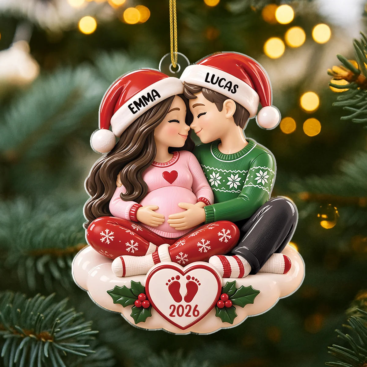 Expecting Parents Personalized Acrylic Ornament - Custom Christmas Keepsake for Parents-to-Be