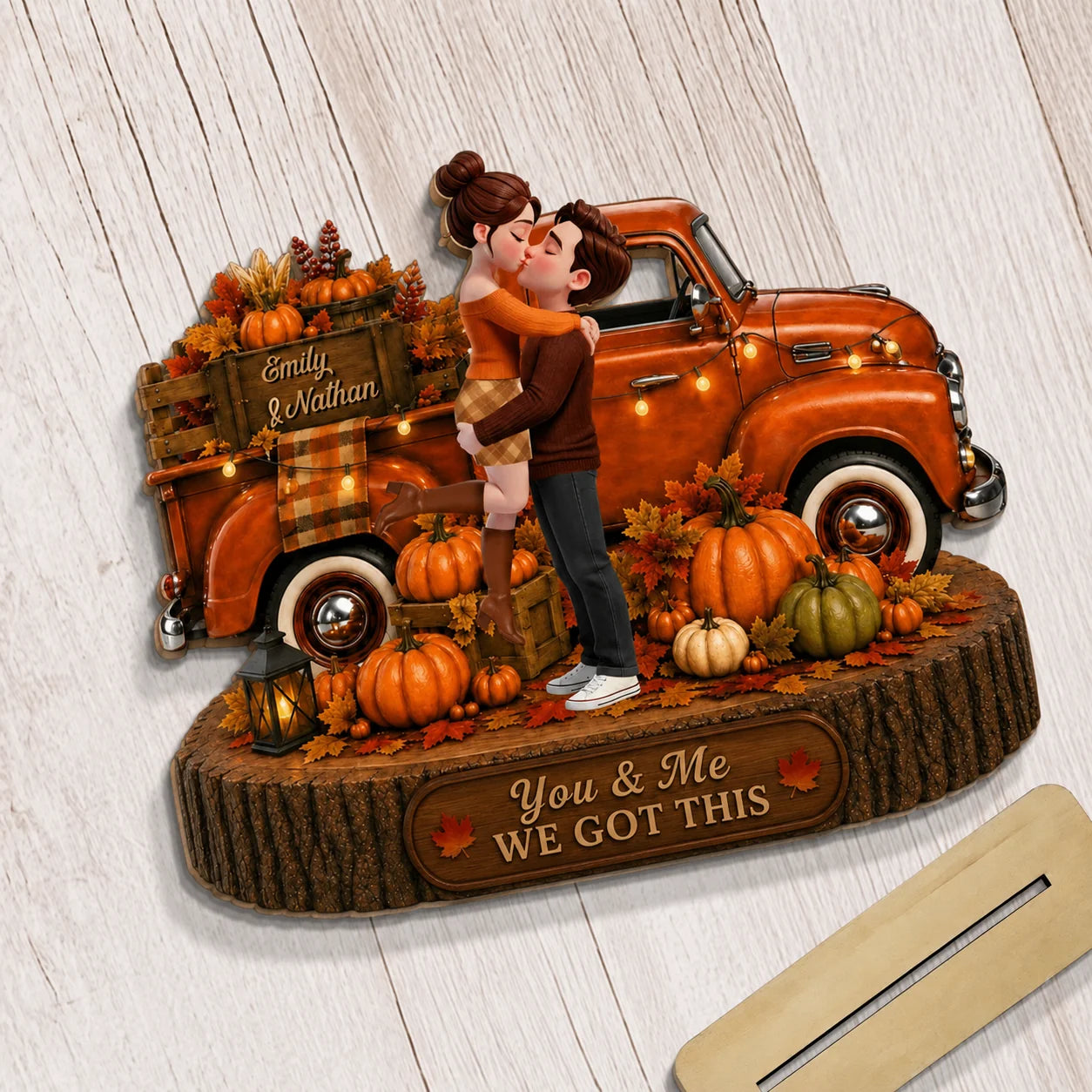 "You & Me WE GOT THIS" Personalized Fall Couple Wooden Plaque - Autumn Decor Gift