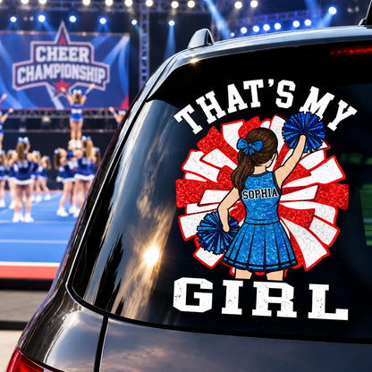 Personalized That's My Girl Cheerleadering Car Decal, Custom Cheerleader Player Name & Number Sticker, Gift for Sports Moms and Dads T1807 T24