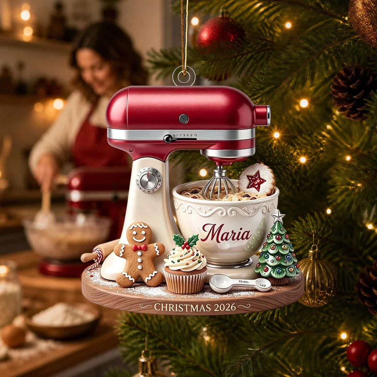 Personalized Stand Mixer Christmas Ornament - Custom Name Baker Keepsake Gift for Kitchen Lovers