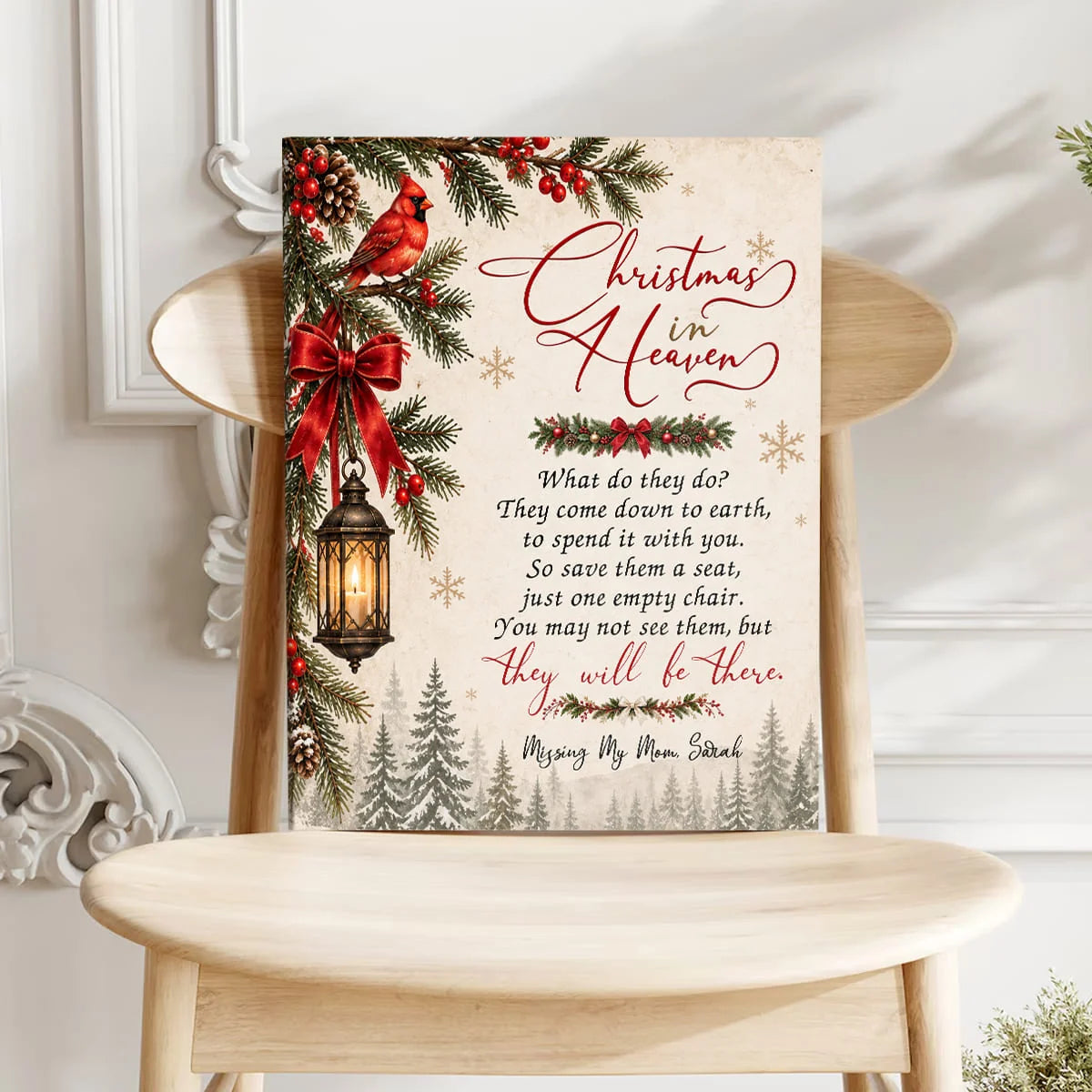 Christmas in Heaven Personalized Memorial Canvas / Poster - Bereavement Keepsake for Family