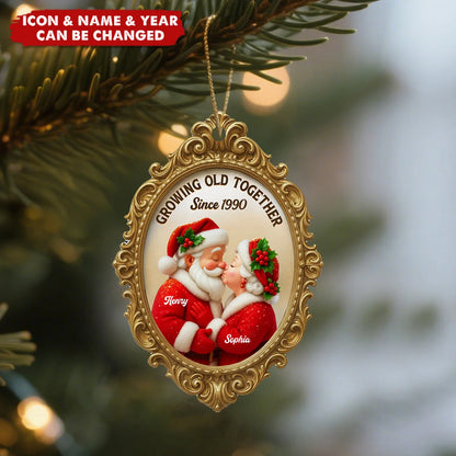 Growing Old Together Personalized Wooden Ornament - Custom Couple Christmas Gift