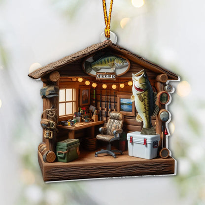 Personalized Fishing Tool Cabin Ornament - Custom Fisherman Keepsake Gift for Anglers