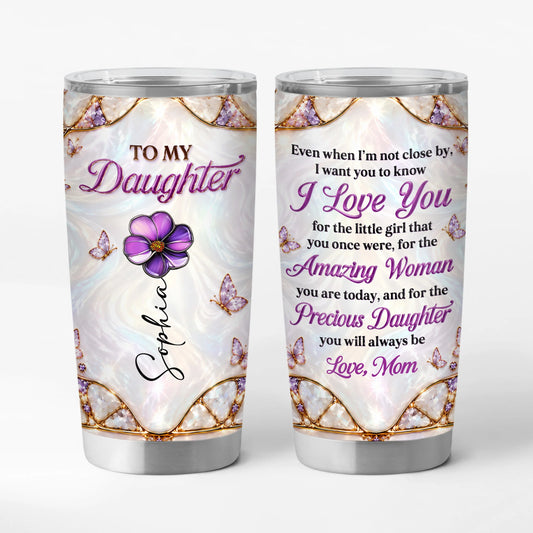 To My Daughter Personalized Tumbler - Custom Birth Month Flower Travel Cup Gift for Daughter from Mom