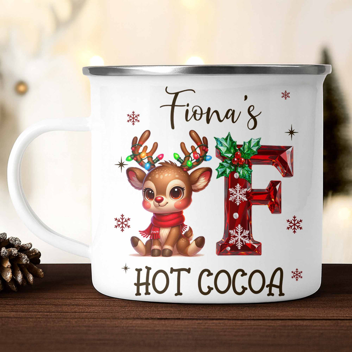 Steaming Hot Cocoa To Warm Your Heart, Reindeer And Candy Cane
