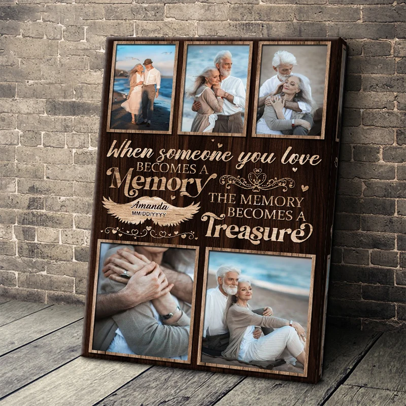 "When Someone You Love Becomes A Memory" Personalized Memorial Canvas / Poster - Custom Photo Loss Keepsake Gift for Family