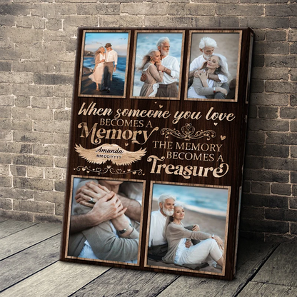 "When Someone You Love Becomes A Memory" Personalized Memorial Canvas / Poster - Custom Photo Loss Keepsake Gift for Family