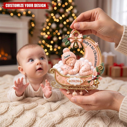 Baby's 1st Christmas Personalized Acrylic Ornament - Custom Sleeping Baby Keepsake