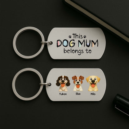 This Dog Dad Belongs To Personalized Keychain - Custom Dog Lover Keyring for Dad