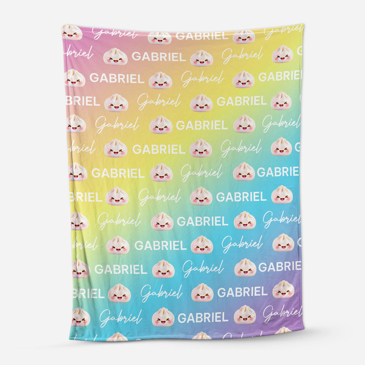 Cute Squishy Dumpling Personalized Kids Blanket - Custom Name Throw Gift