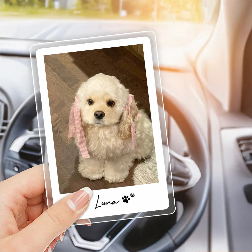 Custom Pet Photo Acrylic Car Visor Clip - Personalized Dog & Cat Lover Keepsake Gift