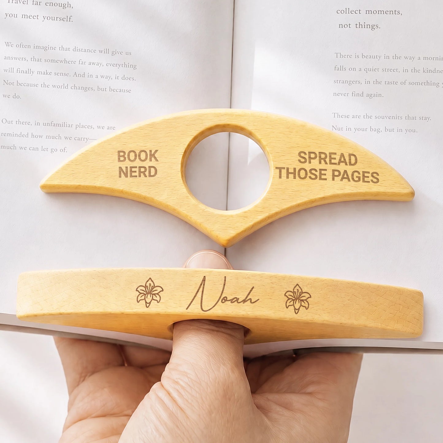 Custom Wooden Book Page Holder personalization view for Best Friends