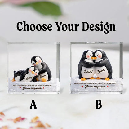 Personalized Penguin Couple Acrylic Plaque personalization view for Couples