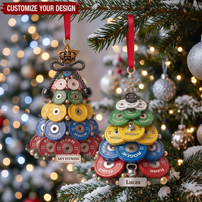 Weight Plate Christmas Tree Personalized Acrylic Ornament - Custom Gift for Fitness Lovers & Gym Rats