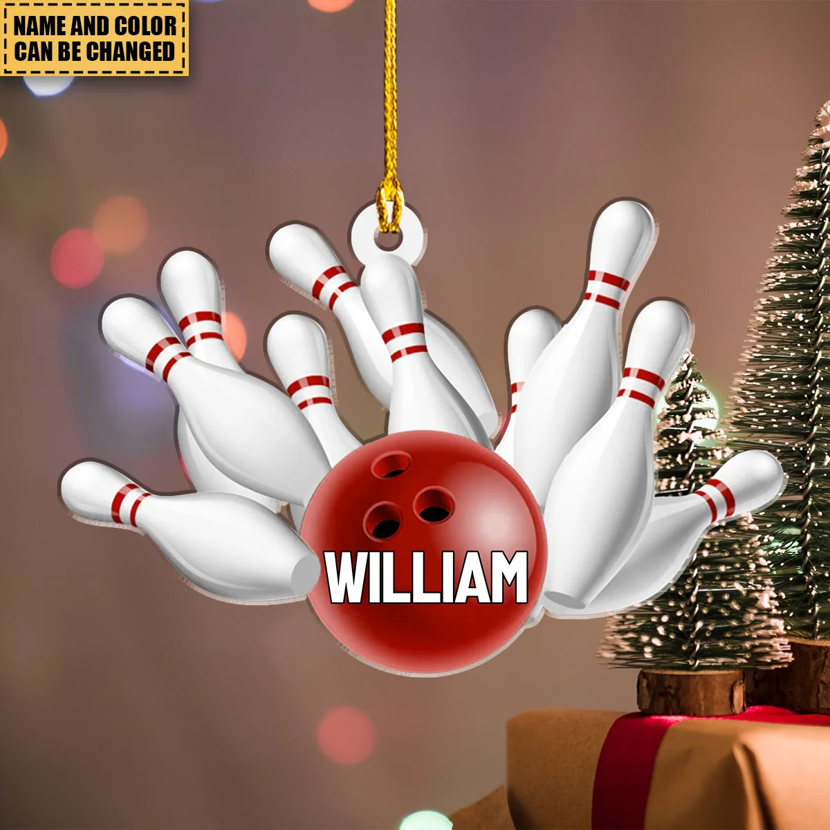 Strike Custom Name Acrylic Ornament - Personalized Christmas Tree Decor for Bowling Lovers