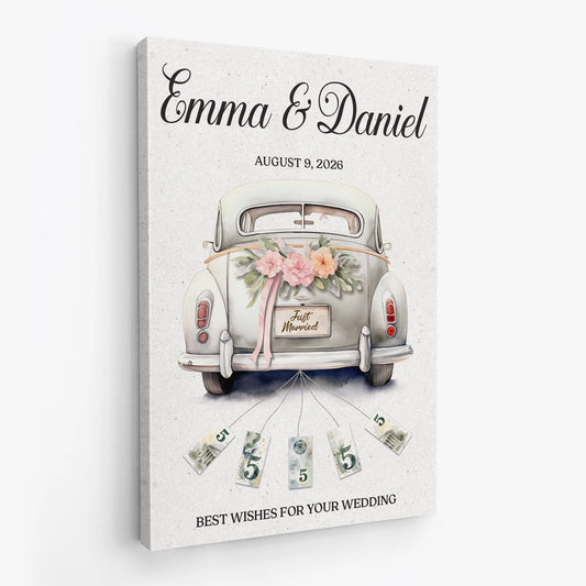 "Best Wishes For Your Wedding" Personalized Money Gift Canvas / Poster - Wall Art Gift for Newlyweds and Couples