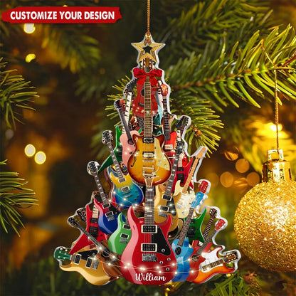 Personalized Guitar Christmas Ornament personalization view for Dad