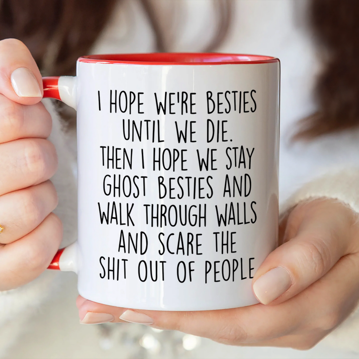 Ghost Besties Until We Die Personalized Mug - Funny Halloween Gift for Best Friends