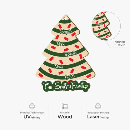 Personalized Christmas Tree Wooden Ornament - Custom Family Names Holiday Keepsake Gift