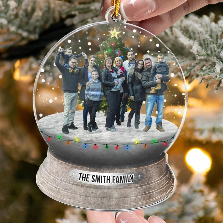 Personalized Family Photo Christmas Acrylic Ornament - Custom Gift for Family Members