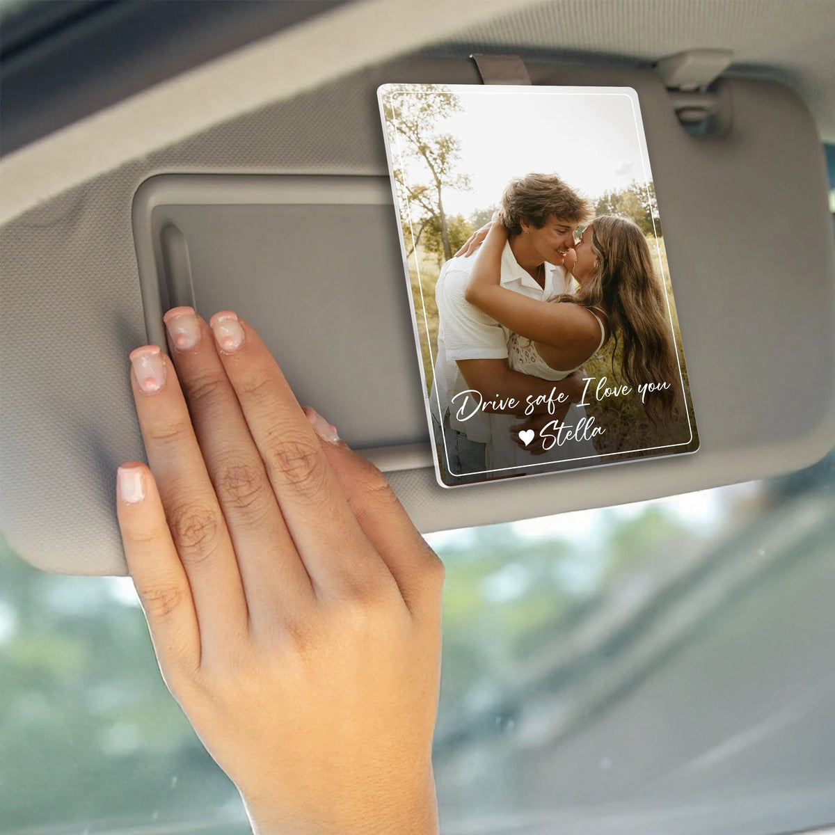 My Entire World Personalized Photo Car Visor Clip - Custom Photo Acrylic Car Decor Gift for Boyfriend Girlfriend Couple