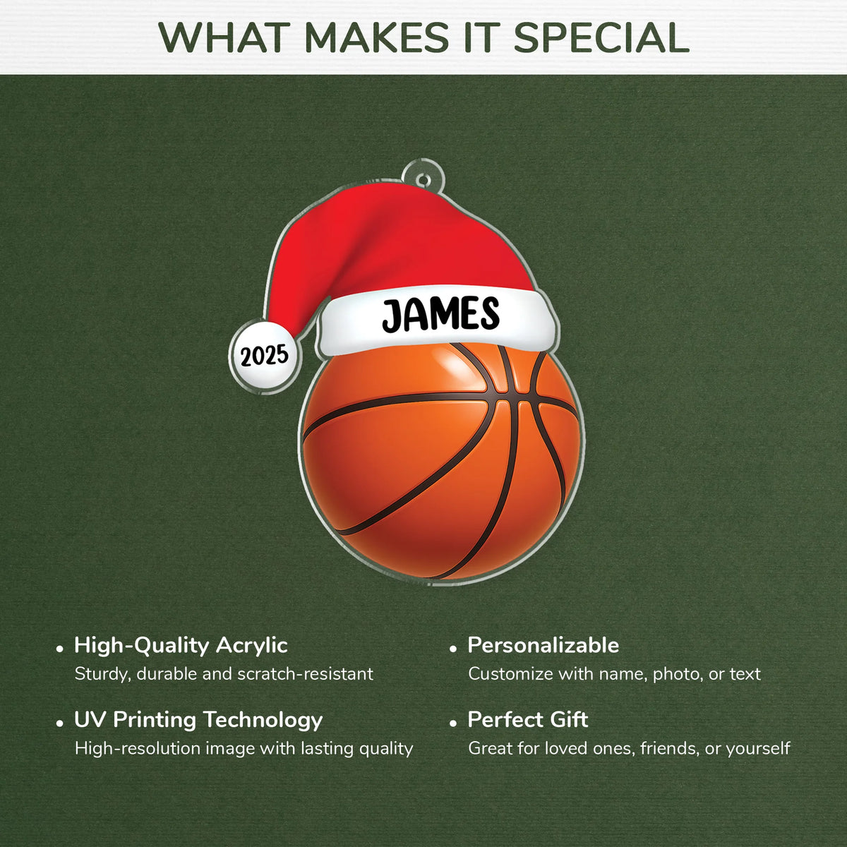 Personalized Sports Christmas Ornament - Custom Name & Year Acrylic Keepsake for Athletes
