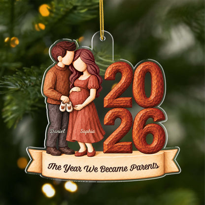 "The Year We Became Parents" Personalized Acrylic Ornament - Custom Christmas Keepsake for Expectant Couples
