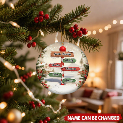 North Pole Signpost Personalized Ceramic Ornament - Custom Christmas Tree Keepsake for Family