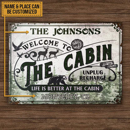 Life Is Better at the Cabin Personalized Metal Sign - Custom Welcome Decor for Cabin & Lake House