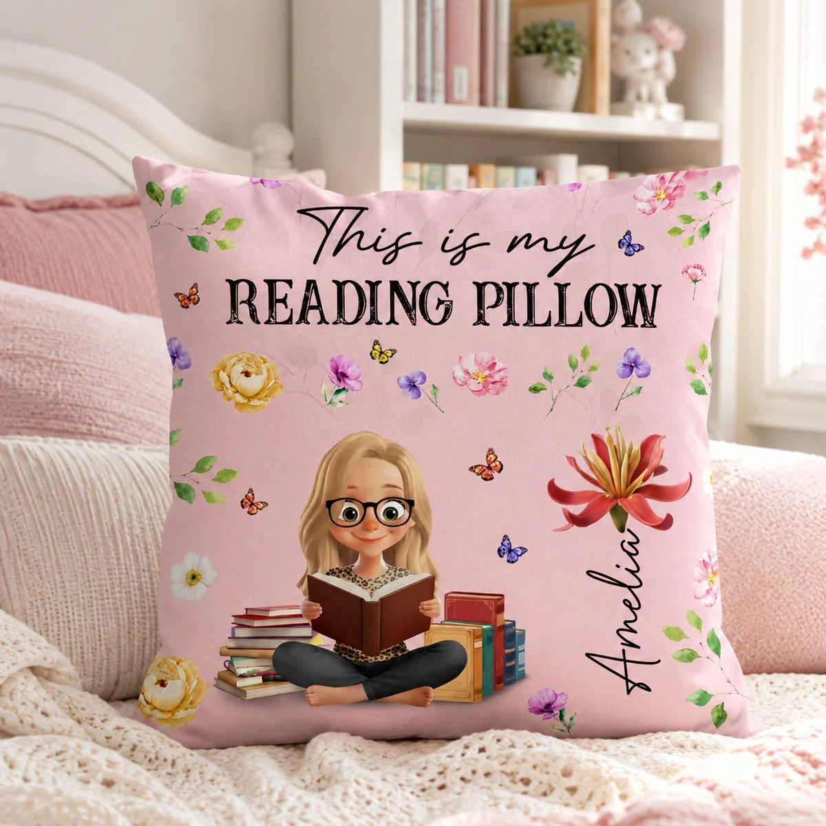 "This Is My Reading Pillow" - Personalized Reading Pillow Gift for Avid Readers & Book Lovers