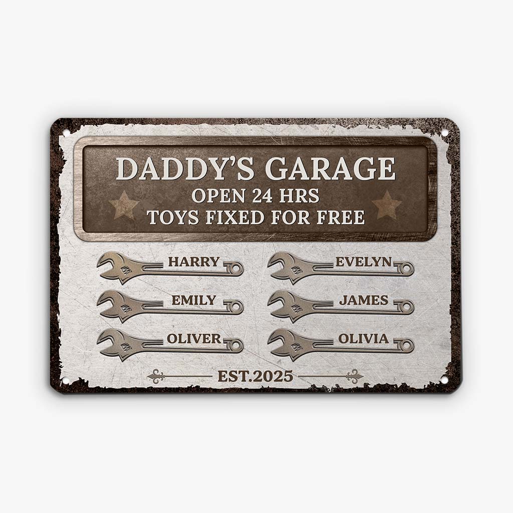 Custom Metal Garage Sign - Personalized Workshop Wall Decor for Dad and Grandpa Gifts