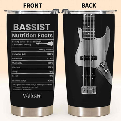 Bassist Nutrition Facts Tumbler for Dad with personalized design details for meaningful gifting image 6
