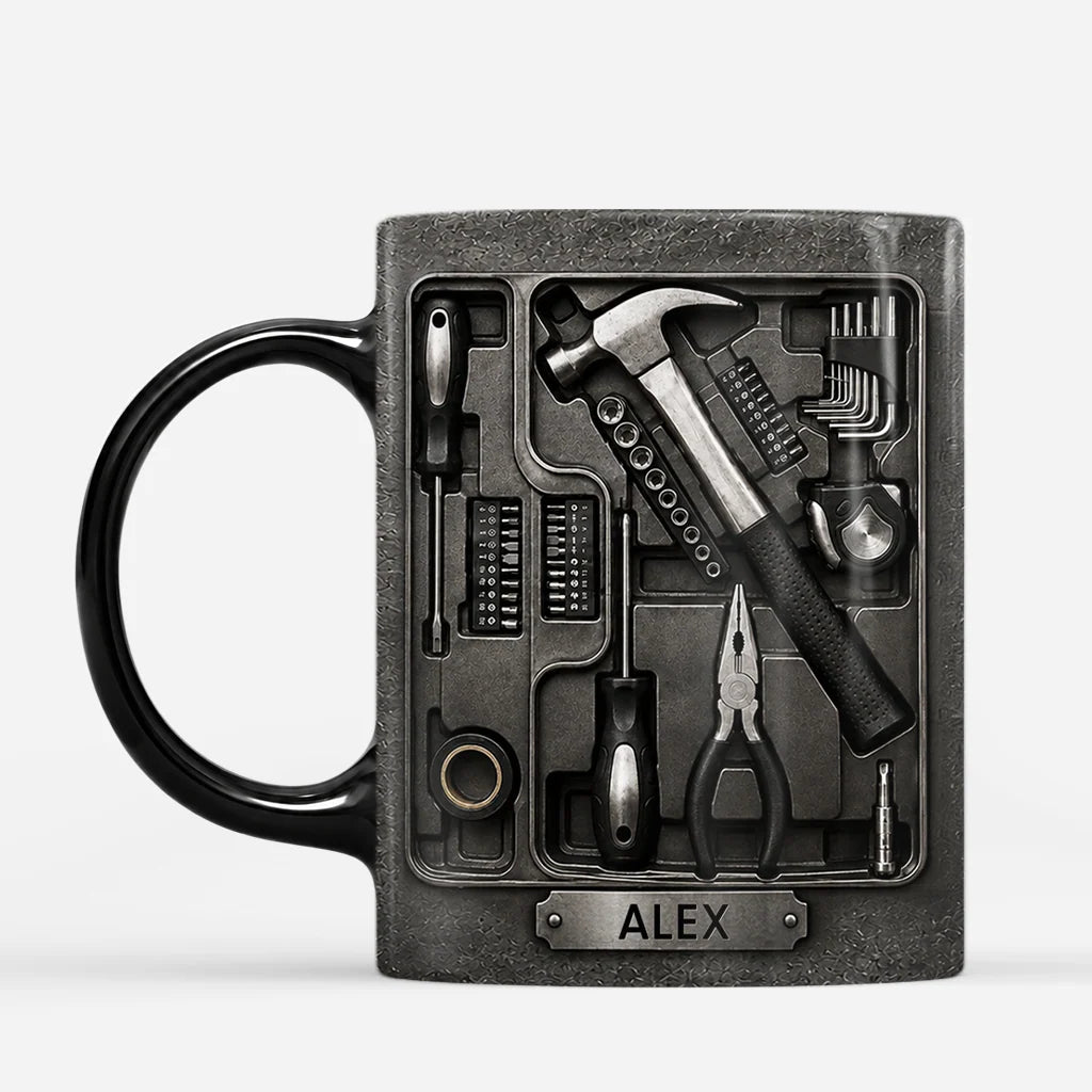 Custom Toolbox Ceramic Mug - Personalized Coffee Cup Gift for Him